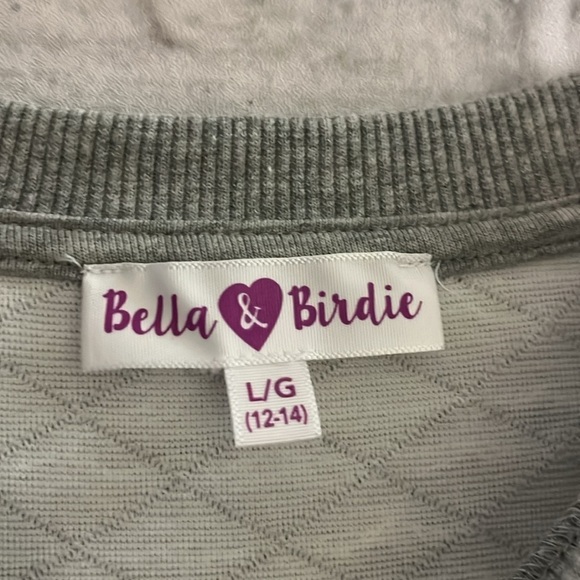 Bella & Birdie peace of love gray long sleeve sweater, girls size large 12 -14 - Picture 3 of 6